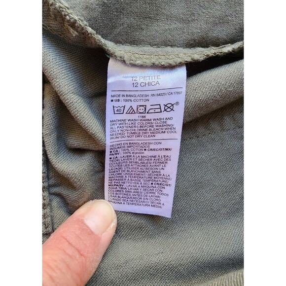 Old Navy Drapey Drawcord Wide Leg Pants Womens Size 12 Petite Green Cotton Boho - Picture 13 of 16